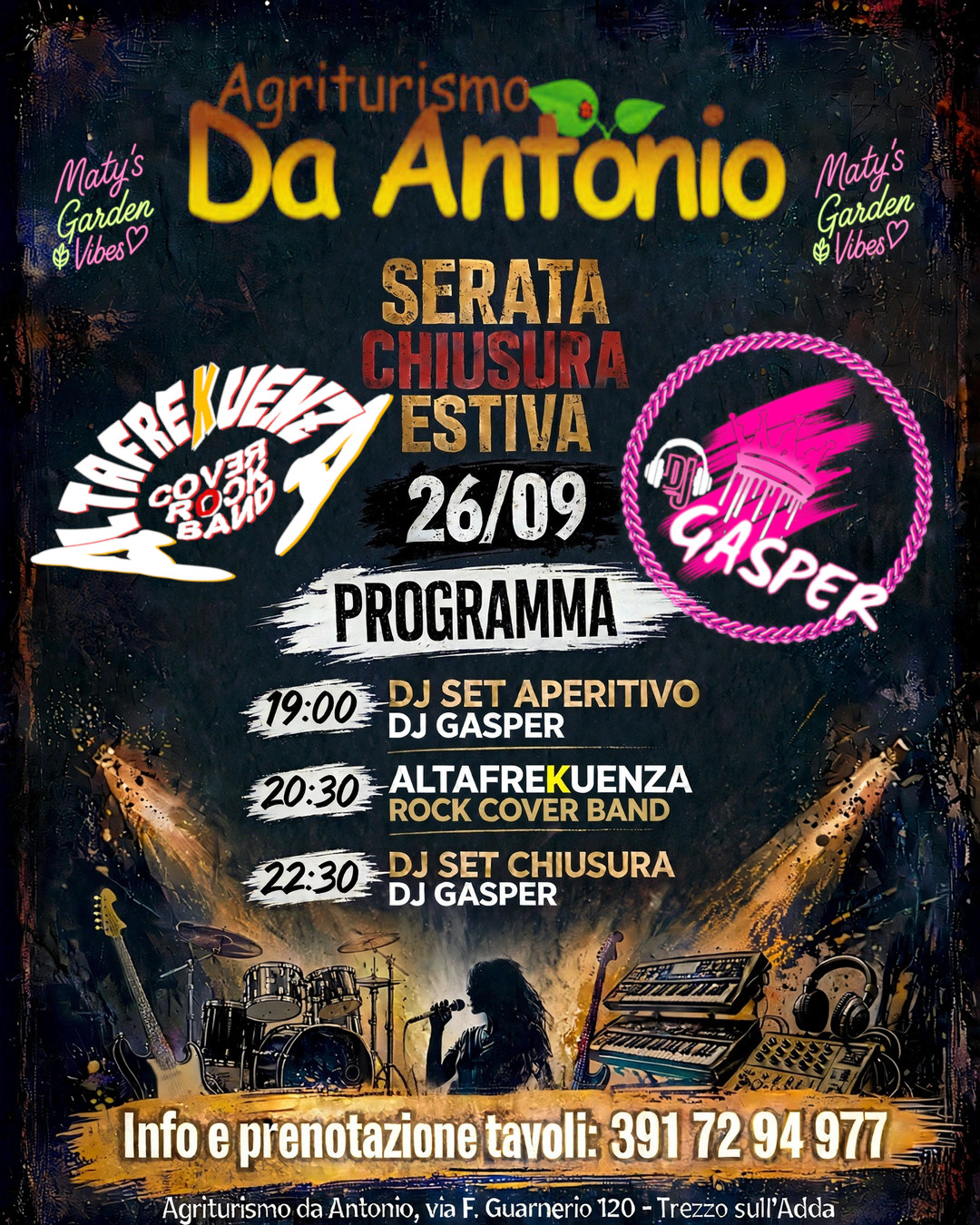 Locandina Rock Live + Dj Set, 26 settembre 2026, Agriturismo da Antonio, Trezzo sull'Adda